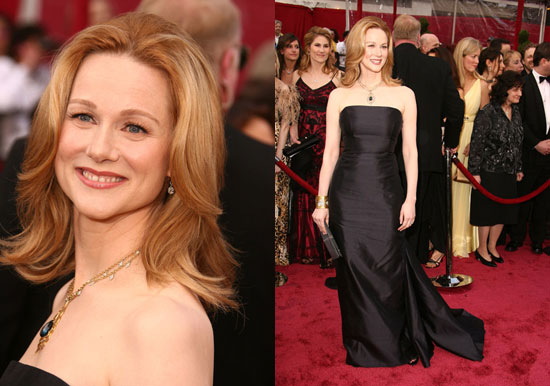 Laura Linney is playing it safe in this black strapless Michael Kors gown