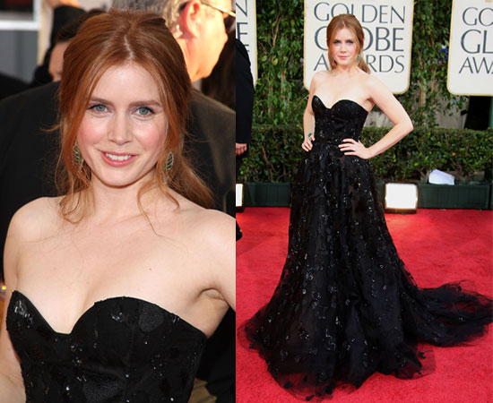Amy Adams contrasted her ravishing red hair with a strapless tulle Oscar de 