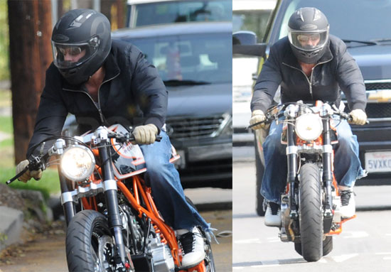 brad pitt bike collection. Even when his face is covered up by his helmet, Brad is always a little 