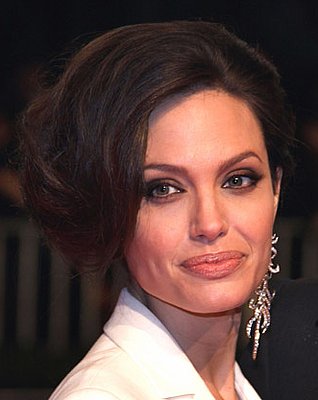 angelina jolie hair up. Angelina chose a feminine