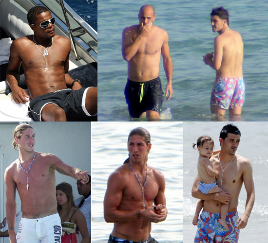 Photos of Shirtless David Villa Topless Jose Reina Sunbathing Patrice Evra