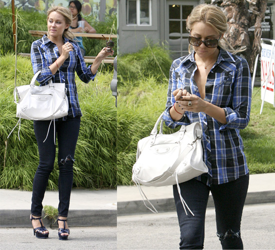 lauren conrad jeans and heels. She wore scuffed jeans but