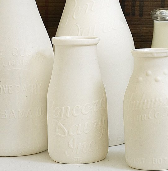 having been hand-cast from antique half-pint glass milk bottles.
