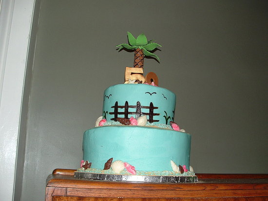 Birthday Cake 50th. Devils food cake with vanilla