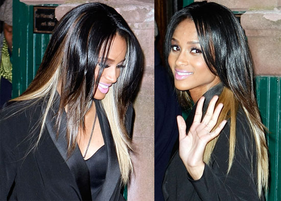 Since Ciara places the blond bits on the underside of her hair – similar to 