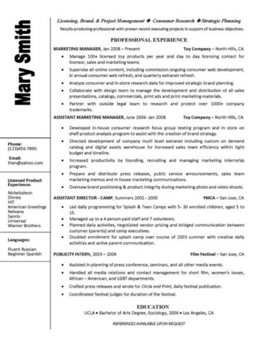 Consumer product brand manager resume