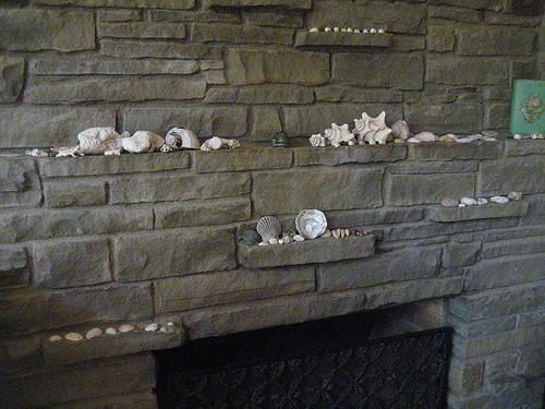 on the fireplace mantel at