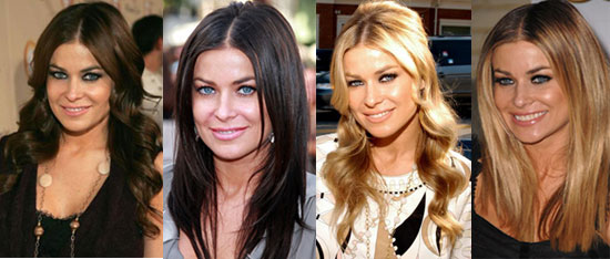 brown hairstyles, brunette highlights, carmen electra hairstyles,