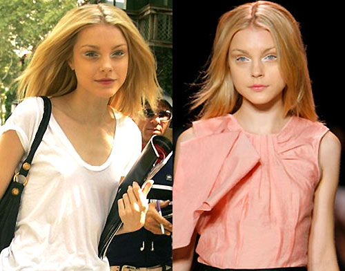 Here are a couple of pictures of the pretty Jessica Stam from before and 