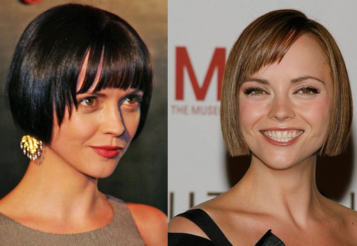 The most famous hairstyle of Christina Ricci are bob hairstyle and Bang 