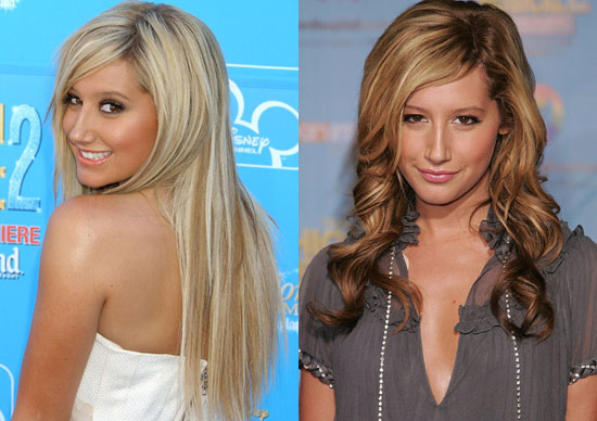 Back in August, Ashley Tisdale had bright, blond and highlighted hair 